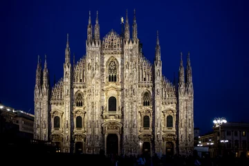  The Duomo of Milan in Italy, majestic and illuminated at night © angel