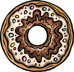 Sweet Donut cartoon funny colorful illustration
