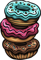 Sweet Donut cartoon funny colorful illustration