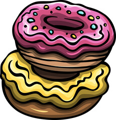 Sweet Donut cartoon funny colorful illustration
