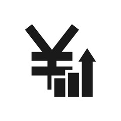 Fototapeta premium Yen increasing. Money growth icon flat style isolated on white background. Vector illustration