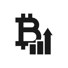 Bitcoin increasing. Money growth icon flat style isolated on white background. Vector illustration