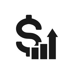 Dollar increasing. Money growth icon flat style isolated on white background. Vector illustration
