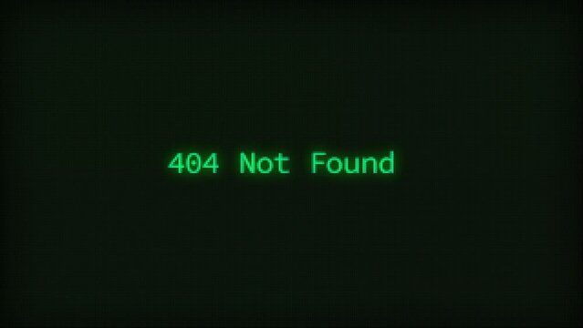 Retro Computer Coding Text Animation Typing 404 Not Found, CRT Monitor Style