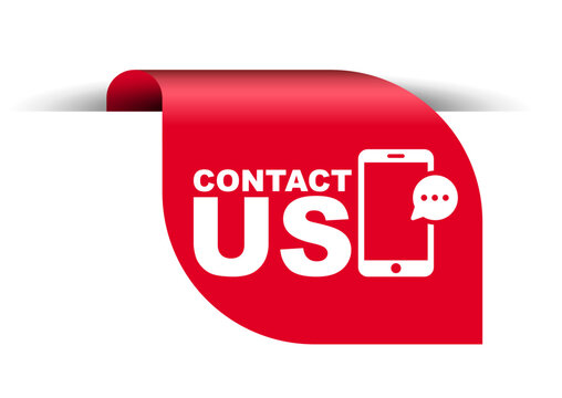 red vector illustration banner contact us