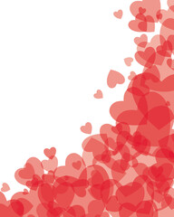 Love romantic background witn red hearts, vector Valentines day pattern, invitation card design