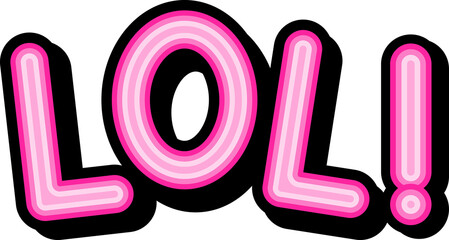 Lol - retro lettering with shadows on a white background. Vector bright illustration in vintage pop art style.