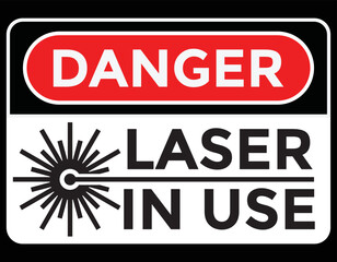 laser beam warning sign, hazard, vector illustration 