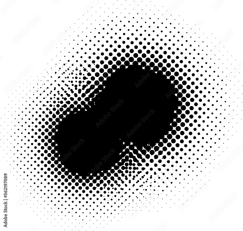 Poster Halftone abstract black dots design element isolated on a white background.