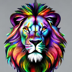 Löwenkopf in schönen Farben. Ai generiert.