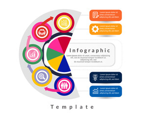 business infographic template design. Realistic circle diagram infographic. modern Business annual report data visualization. Flat timeline infographic presentation element.