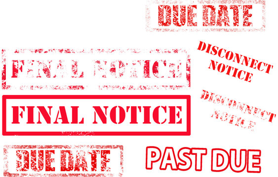 Final Notice, Due Date, Past Due And Disconnect Notice Stamped In Red Are Graphic Resources On A Transparent Background.