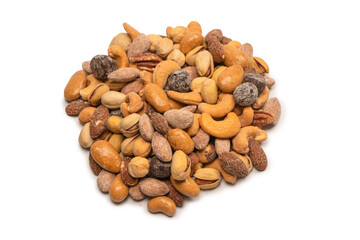  A group of almonds, pistachios, walnuts, macadamia, cashews.