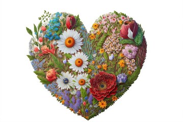 Heart made of flowers Valentine's day wallpaper digital art Ai generated