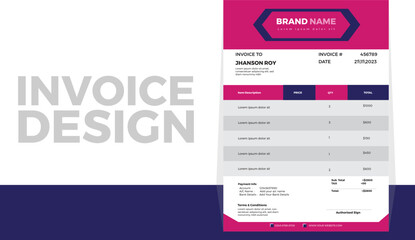 Fototapeta na wymiar Invoice design,Invoice design template,Invoice design vector are,Creative invoice design.