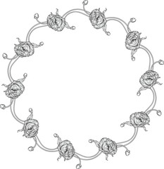 Graphic flower composition. Flowers of poppies. Wreath