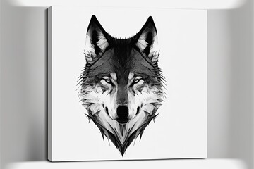 Wolf with intimidating look, wolf face painting with white background. Generative AI