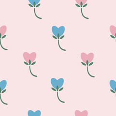 holiday vector flowers in the form of colorful hearts seamless pattern