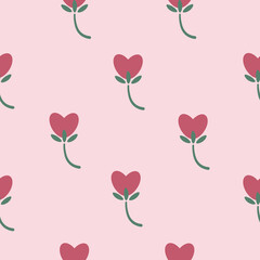 holiday vector flowers in the form of hearts seamless pattern