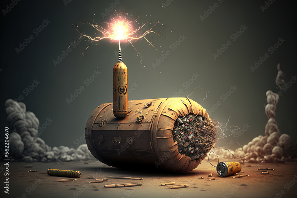 Aufkleber fuse still lit on explosives and dynamite generative ai