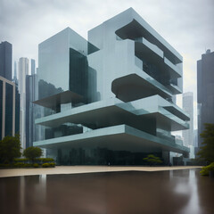 Modern futuristic abstract cubic architecture. Generative AI