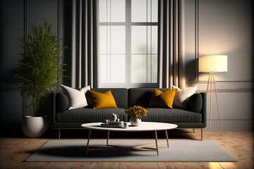 Modern living room scandinavian style. Generative AI