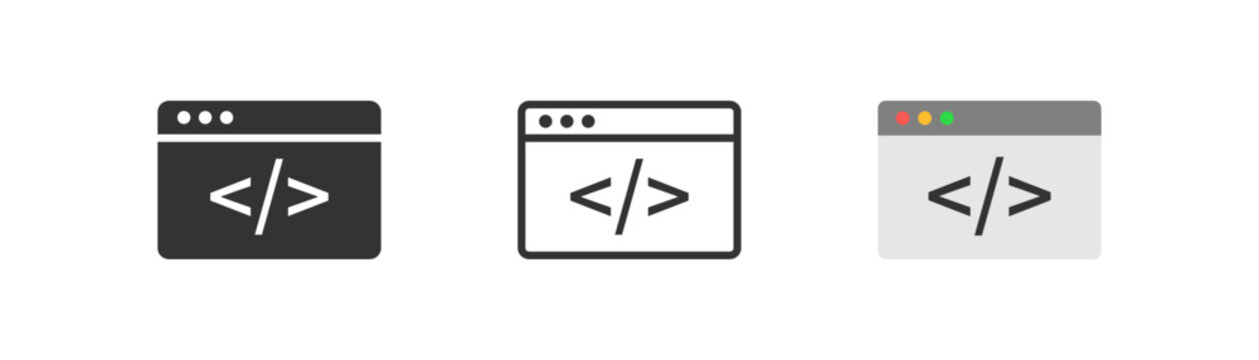 Web development concept icon on light backround. Online programming, website codding. Flat style. Vector illustration. Outline, flat, and colored style.