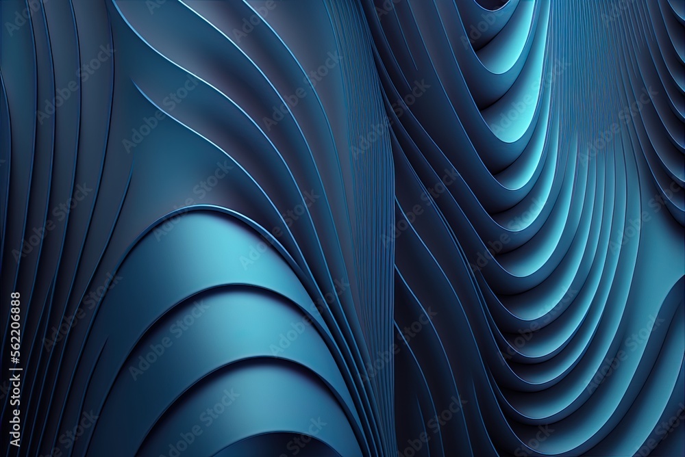 Poster using blue to make an abstract wall covering those wavy lines. bright and copy-ready. generative ai