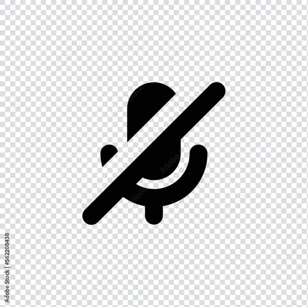 Poster microphone muted, audio mute filled icon in transparent background, basic app and web ui bold line i