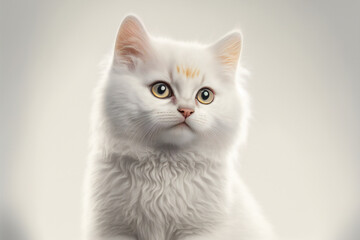 Cat illustration - Cute cat - Furry cat - Cat on white background - Cat in studio