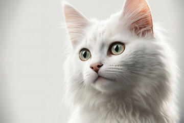 Cat illustration - Cute cat - Furry cat - Cat on white background - Cat in studio