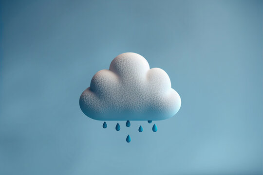 Minimalist blue day, sad, cute cloud, 3d illustration made with Generative AI