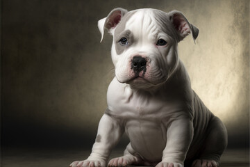 American Bully Puppy, Baby, Babe, Dog (Cute Breed Pet) - obrazy, fototapety, plakaty