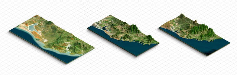 3d model of Madagascar island, Country in East Africa. Isometric map virtual terrain 3d for infographic
