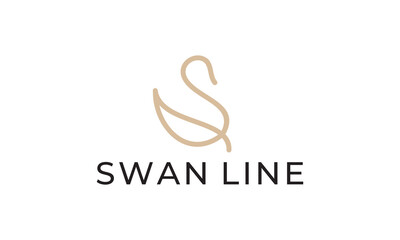 bird wing leaf logo design. abstract line swan template vector illustration.