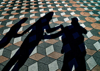 Family Shadow on Optical Illusion in Belgrade
