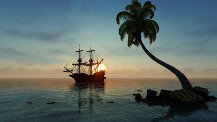 Sailing ship during a calm sea © MICHAEL KUK