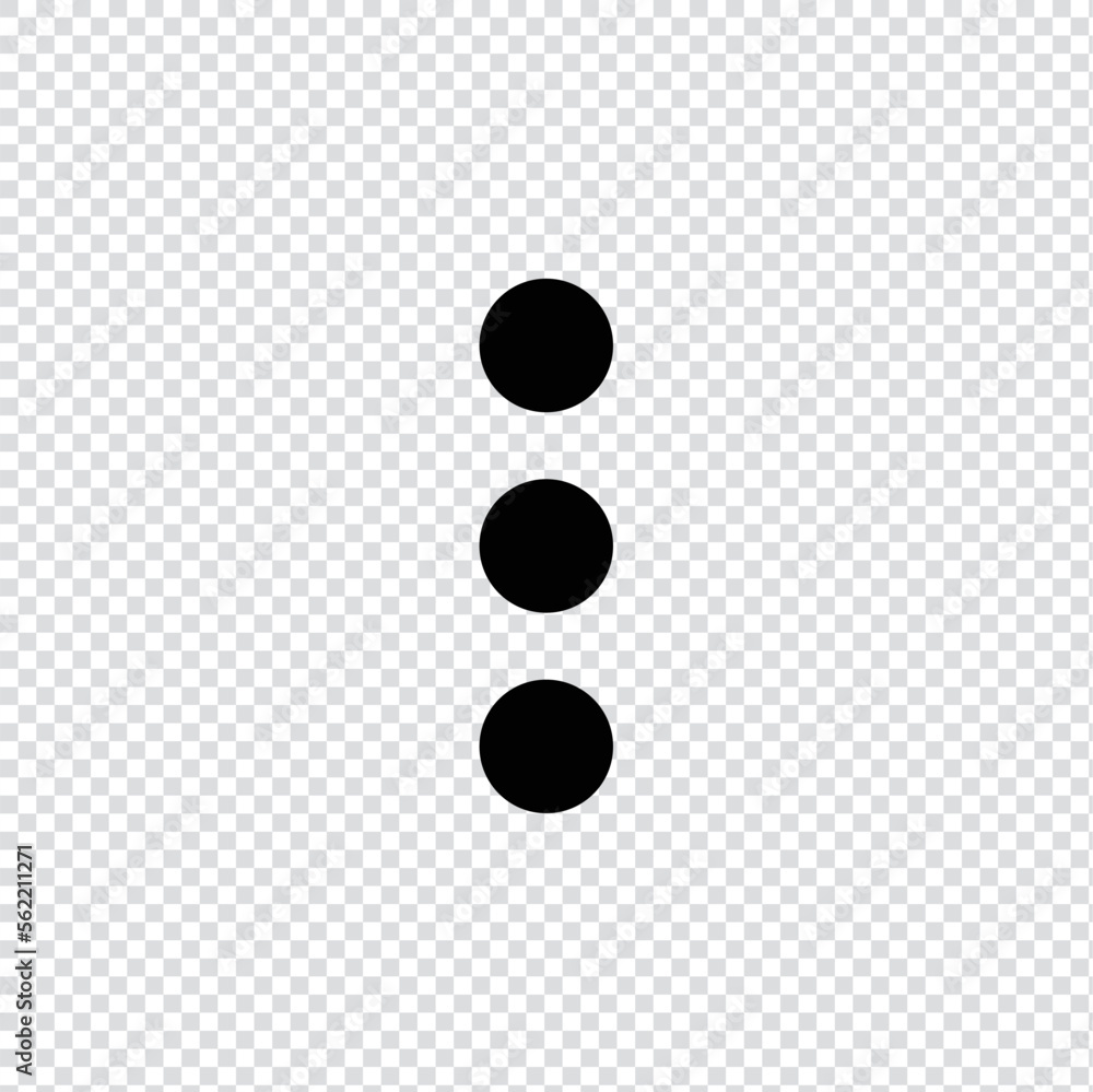 Poster more, three dots, settings vertical filled icon in transparent background, basic app and web ui bold