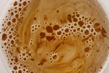 Close-up beer bubbles top view