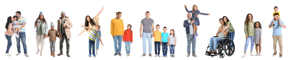 Obraz premium Group of happy families on white background