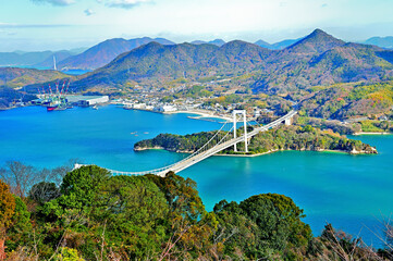 伯方島と大島大橋　カレイ山展望公園からの眺め　愛媛県今治市