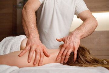 Fototapeta na wymiar Neck massage in a massage clinic