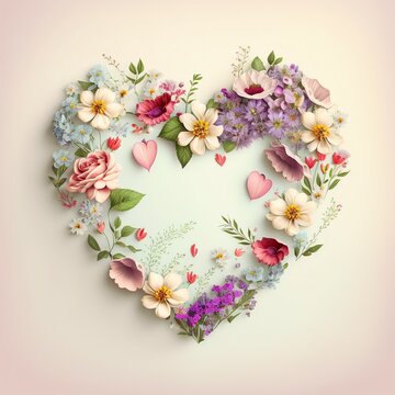 illustration, heart of flowers, image generated by AI