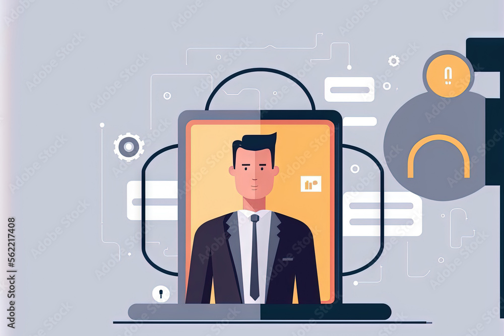 Poster network for cyber security. internet technology networking and the padlock icon. businessman securin