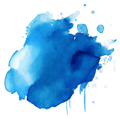 Blue watercolor stain texture. Design element. Generative AI - obrazy, fototapety, plakaty