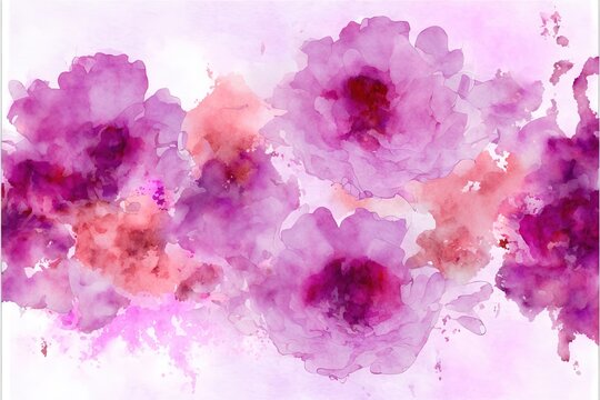  a painting of pink flowers on a white background with a pink border around it and a pink border around the edges of the image with a white border at the bottom corner of the picture.