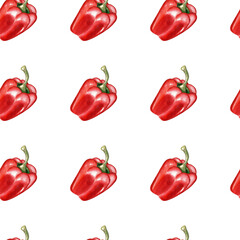 Seamless pattern with bell peppers on white background. Vegetables