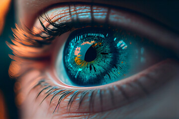 Macro Close up of Human Eye. Generative ai