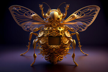 Mechanical Metal Bee. Generative ai