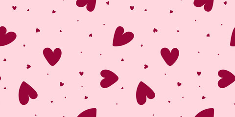 Seamless pattern of simple red hearts, great for Valentine's Day, Weddings, Mother's Day - textiles, banners, wallpapers, backgrounds